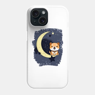 Distressed Shiba Inu to the Moon Cute Puppy Dog Phone Case