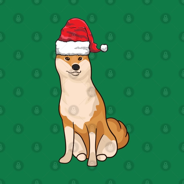 Santa Hat-Wearing Doge Shiba Inu Funny Christmas Holiday by Contentarama