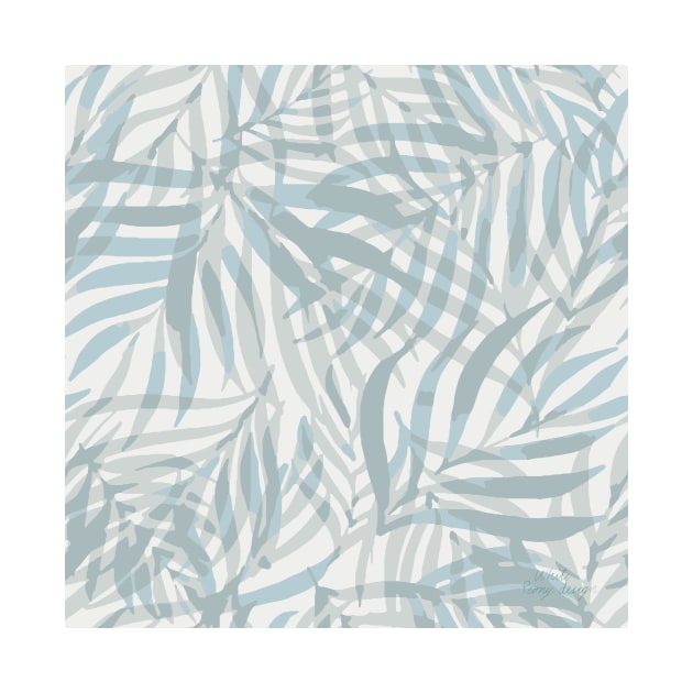 Digital palm leaves in pastel blue and grey by White-Peony