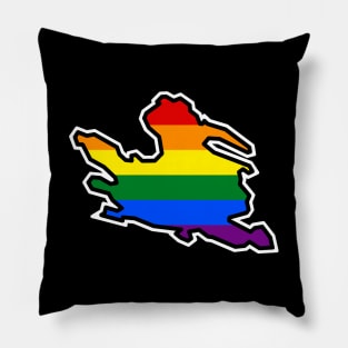 Mayne Island Silhouette - Traditional Pride Flag Rainbow Colours - Mayne Island Pillow
