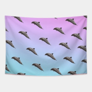 Dolphins Pattern Pink Blue Gradient VSCO Women's Vaporwave Gift Tapestry