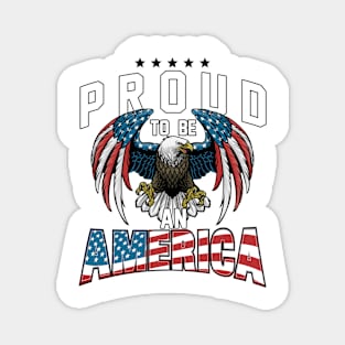 Proud To Be An American Graphic Eagle American Flag Ribbon Magnet