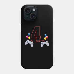 4th Birthday Boy Toddlers Video Gamer Store Phone Case