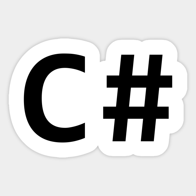 C# programing language simple black logo - C Sharp - Sticker | TeePublic