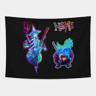 Halloween Ghost Spider Witch & Blue Cauldron Pack Tapestry