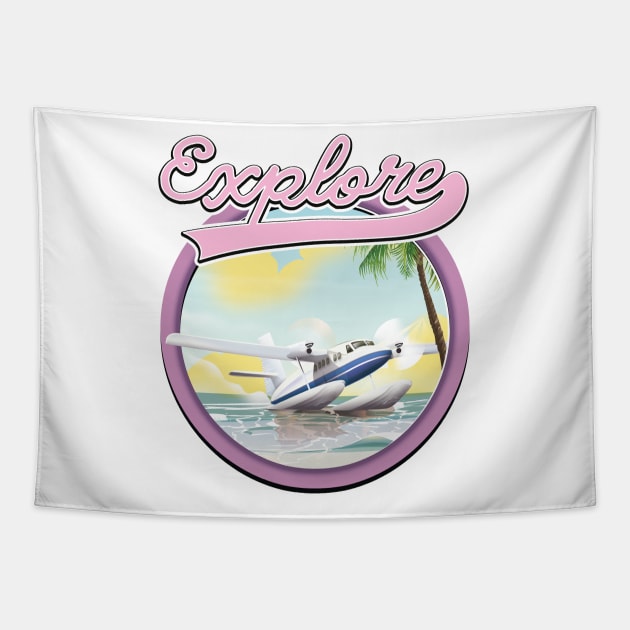 Explore retro logo Tapestry by nickemporium1