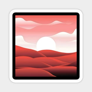 Stunning red landscape minimalist art Magnet