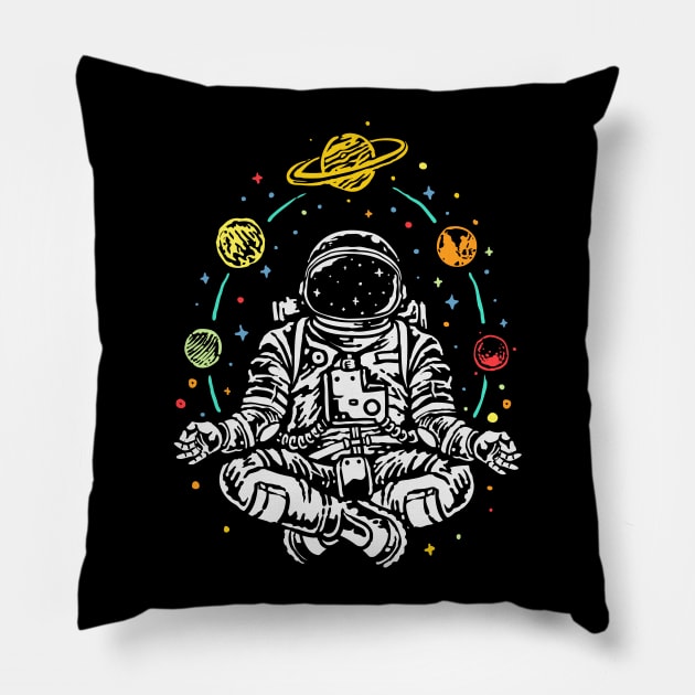 Astronaut Meditating Pillow by edwardechoblue