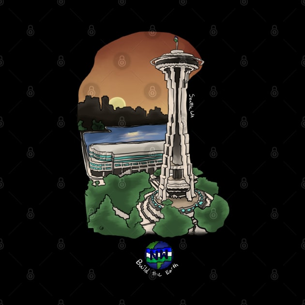 Space Needle (White Text) by BTE:NW Merch