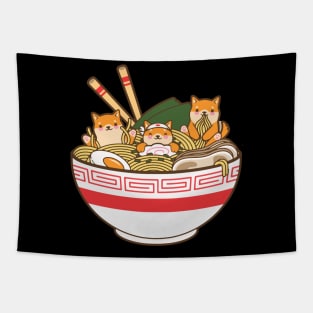 Kawaii Japanese Anime Soup Bowl Otaku Fan Cute Corgi Ramen Tapestry