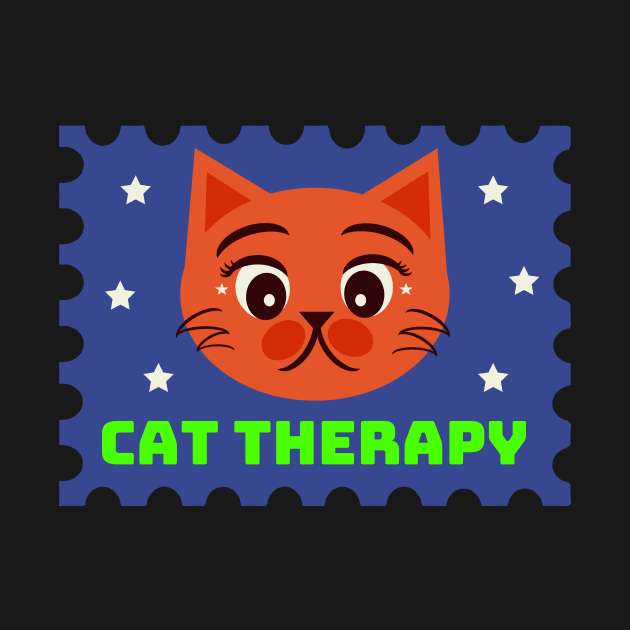 Cat Therapy Postal Stamp by aaalou