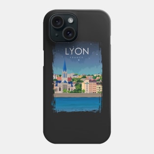 Lyon France Vintage Minimal Retro Travel Poster Phone Case