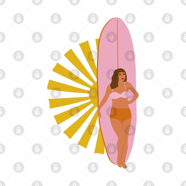 Girl, surfboard and sun by grafart