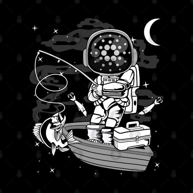 Astronaut Fishing Cardano ADA Coin To The Moon Crypto Token Cryptocurrency Blockchain Wallet Birthday Gift For Men Women Kids by Thingking About