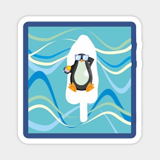 Wintery summer and penguin Magnet