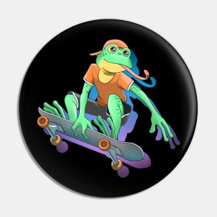 Skateboarding Frog Pin