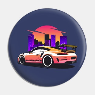 Orange GT3 RS in city skyline Pin