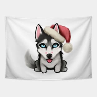 Cute Husky Drawing Tapestry