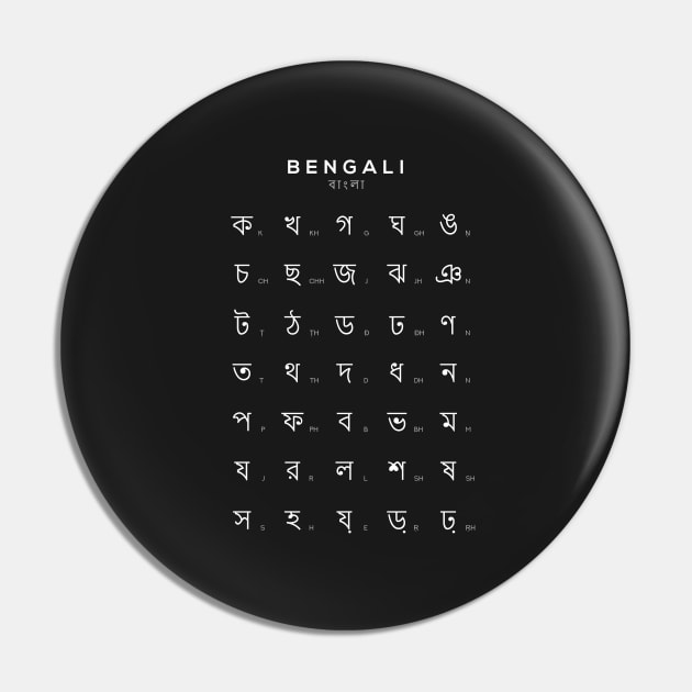 Bengali Alphabet Chart, Bengali Language Chart, Black Pin by typelab