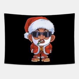 Black Santa Claus Gangster Christmas Tapestry