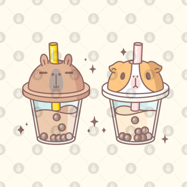 Capybara and Guinea pig Boba Tea by Noristudio