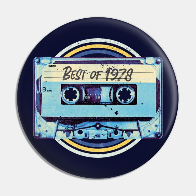 Retro Best of 1978 Mixtape Audio Cassette Tape // Funny Vintage 1978 Birthday Pin by Now Boarding