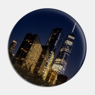 Manhattan Skyline Night Skyscrapers New York City Pin