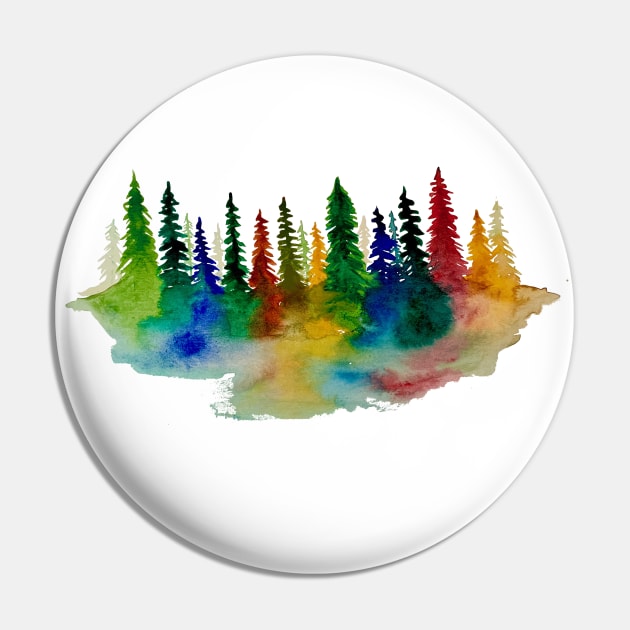 Rainbow forest Pin by Whettpaint