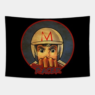 Retro Speed Racer Blue Tapestry