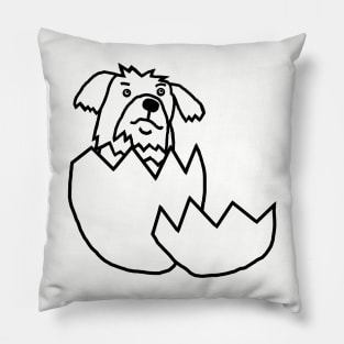 Cute Dog Hatching from Egg Outline Pillow