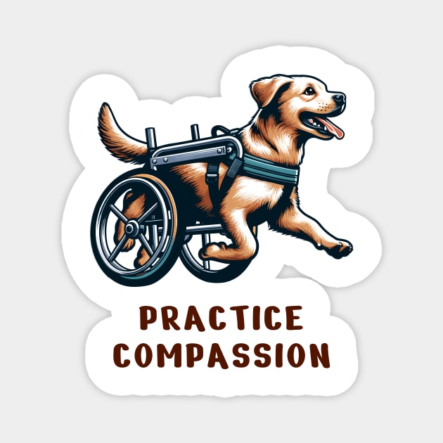 Inspirational Dog T-Shirt, Practice Compassion, Wheelchair Dog Tee, Animal Lover Gift Shirt, Pet Advocacy apparel Magnet by Cat In Orbit ®