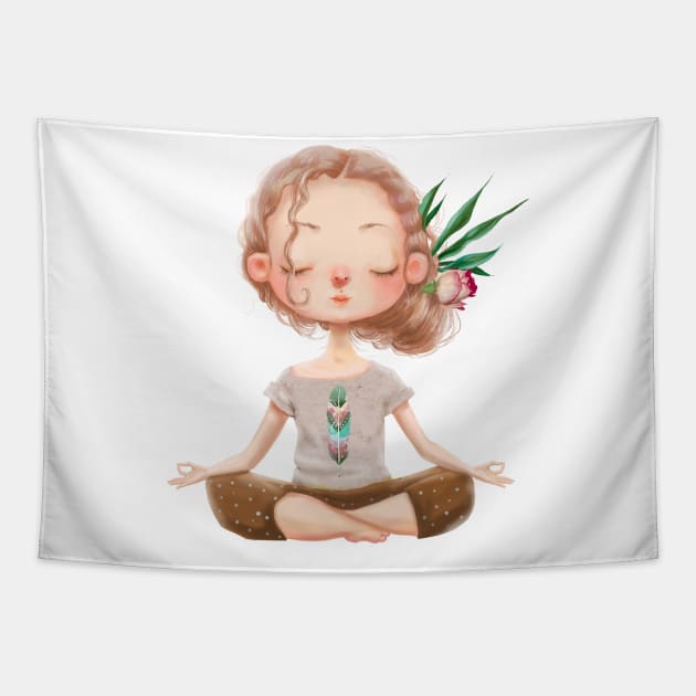 lovely yoga girl Tapestry by EveFarb