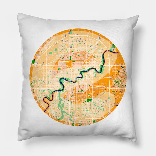 Edmonton Circular Map Pillow by Edmonton River