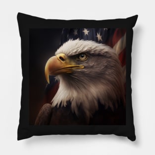Traditional American Eagle and Flag Pillow
