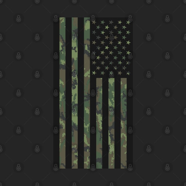 US Flag Down - Woodland Black by blackphantasm