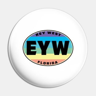 Key West Florida EYW Euro Oval Color Stripes Pastel Rainbow Keys Pin
