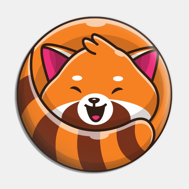 Cute Happy Red Panda Cartoon Pin by Catalyst Labs