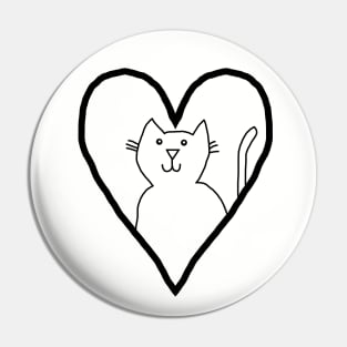 My Valentine Cat Heart Minimal Line Drawing Pin