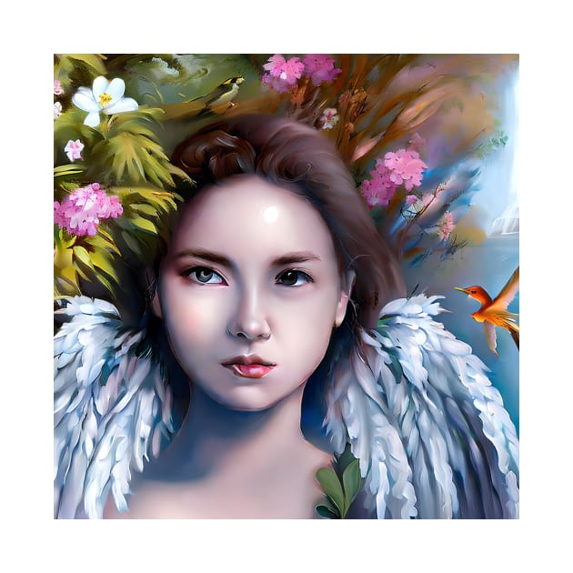 Angel face in flowers by bogfl