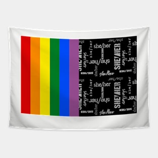 Gay Pride, She/Her Pronouns - Identity Pride Tapestry