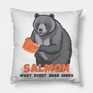 Bear Meets Salmon Pillow