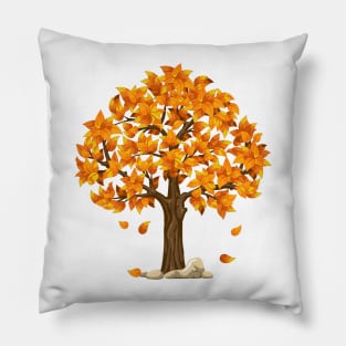 Autumn Tree and Leaves Pillow