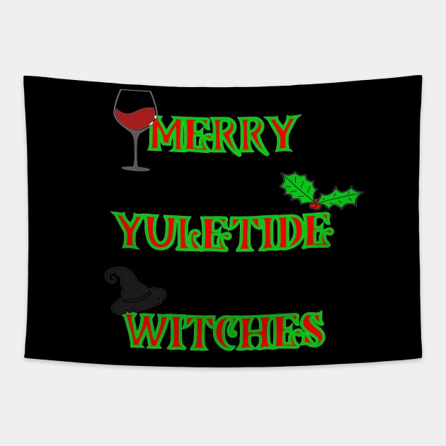 Merry Yuletide Witches, Christmas sweater style Tapestry by Rattykins