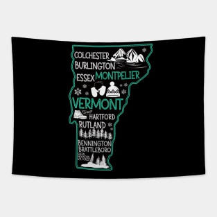 Vermont Montpelier cute map Burlington Essex Rutland Bennington Brattleboro Colchester Hartford Tapestry