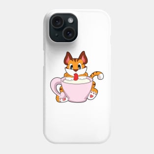 Tiger cat with Cup of Milk Phone Case