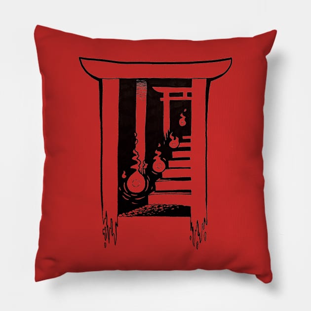 Kitsune flames Pillow by ncprocter