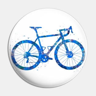 Road bike watercolor blue Pin