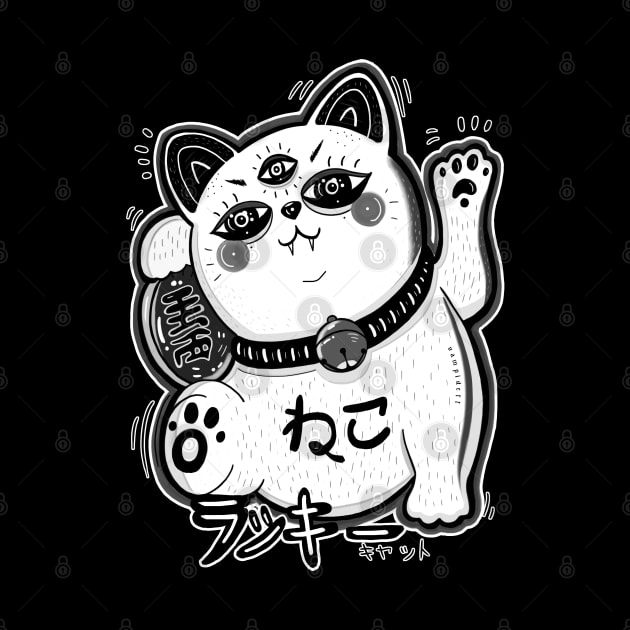 lucky cat - manekineko BLAVK by dett