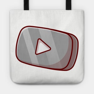 Silver Play Button in Rounded Rectangle Music Cartoon Vector Icon Illustration Tote