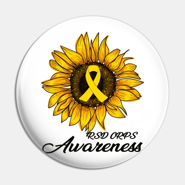 RSD CRPS Awareness Sunflower Pin by Fowlerbg